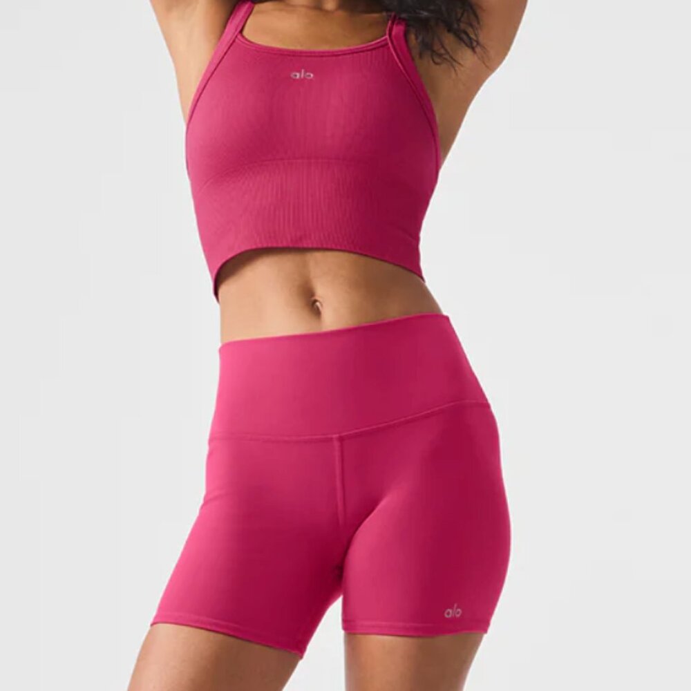 Alo pink summer crush airbrush biker shorts 5'' M (medium) NWT